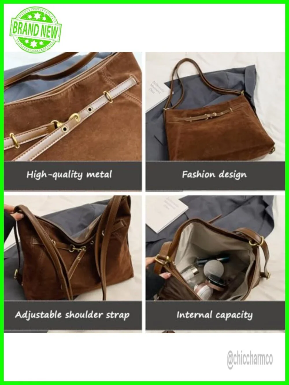 Vintage Slouchy Suede Tote Hobo Bag Convertible Backpack Crossbody Purse